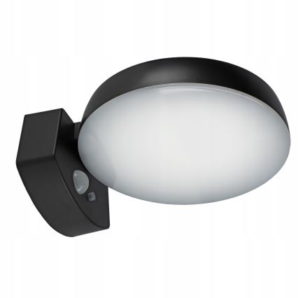 Reguliuojamas LED saulės energijos sieninis šviestuvas su jutikliu LED/3W/3,7V 1800 mAh IP54 juodas