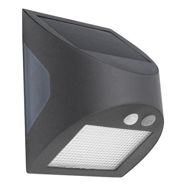 LED saulės sieninis šviestuvas su jutikliu LED/3W/3,7V 3000/4000K 1200 mAh IP54 antracitas