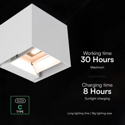 LED saulės sieninis šviestuvas su jutikliu LED/9W/3,7V 3000/4000/5000K IP65 2600 mAh baltas