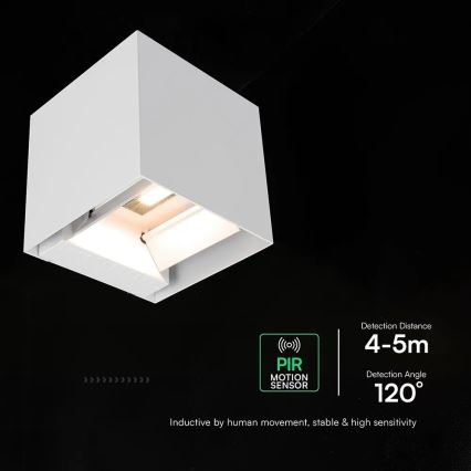 LED saulės sieninis šviestuvas su jutikliu LED/9W/3,7V 3000/4000/5000K IP65 2600 mAh baltas