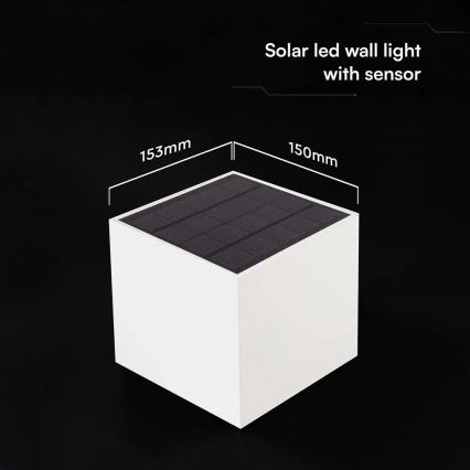 LED saulės sieninis šviestuvas su jutikliu LED/9W/3,7V 3000/4000/5000K IP65 2600 mAh baltas