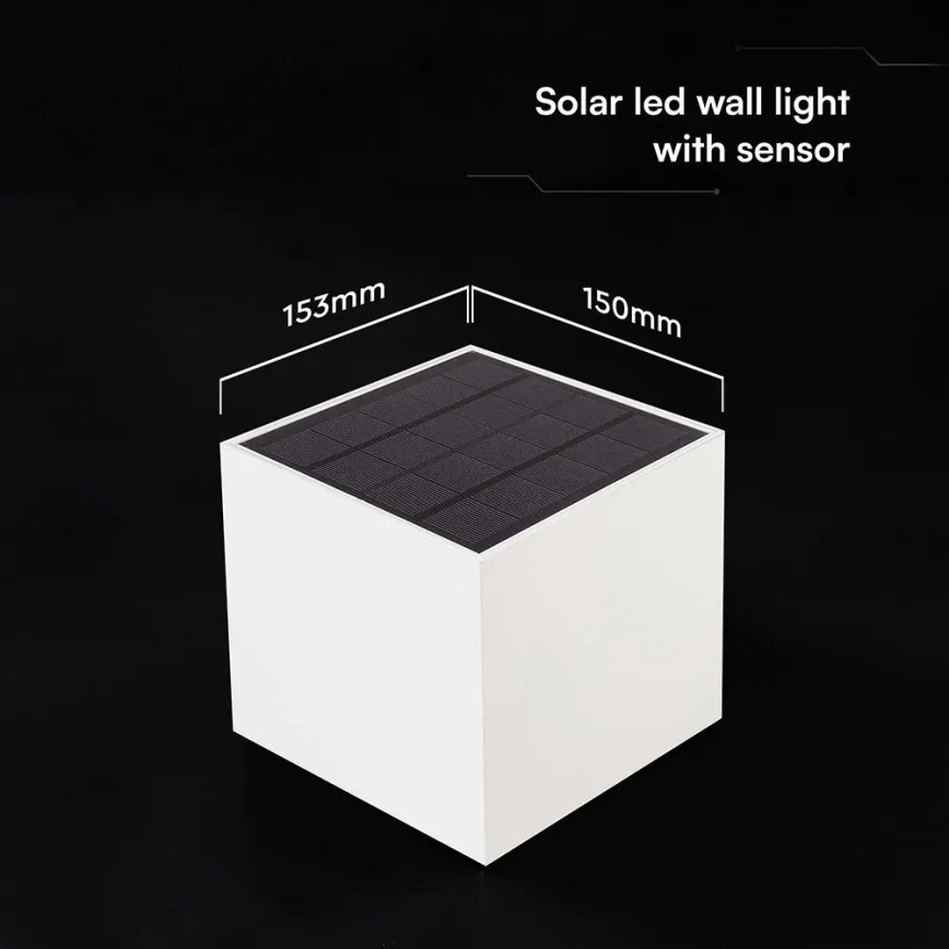 LED saulės sieninis šviestuvas su jutikliu LED/9W/3,7V 3000/4000/5000K IP65 2600 mAh baltas