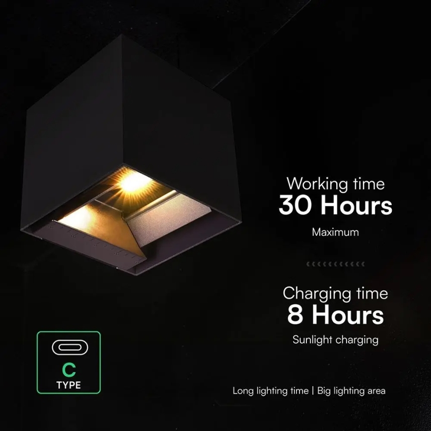 LED Saulės sieninis šviestuvas su jutikliu LED/9W/3,7V 3000/4000/5000K IP65 2600 mAh juodas