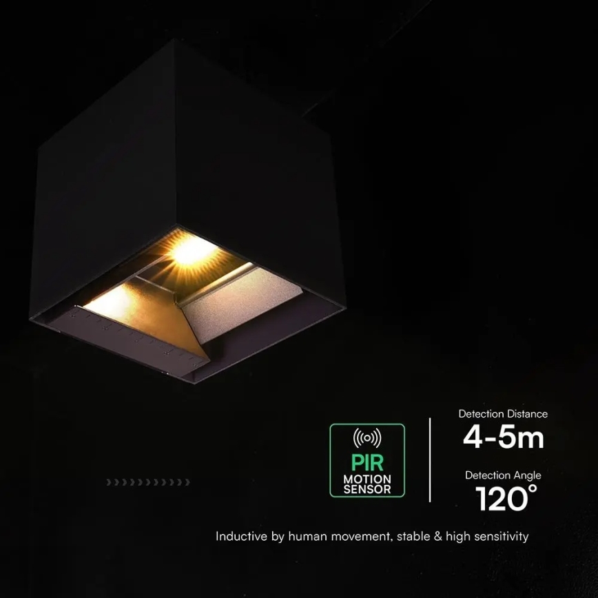 LED Saulės sieninis šviestuvas su jutikliu LED/9W/3,7V 3000/4000/5000K IP65 2600 mAh juodas