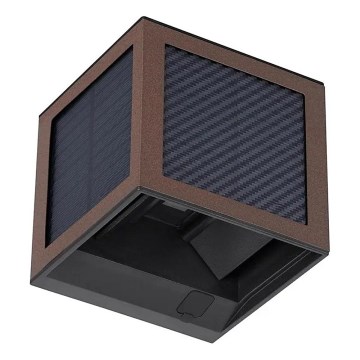 LED saulės sieninis šviestuvas su jutikliu LED/9W/3,7V 3000/4000/6000K IP65 2600 mAh ruda