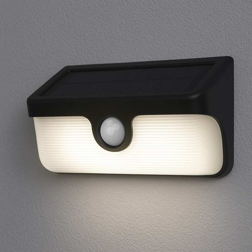 LED saulės sieninis šviestuvas su jutikliu LINK LED/5W/3,7V 2000 mAh IP65 juodas