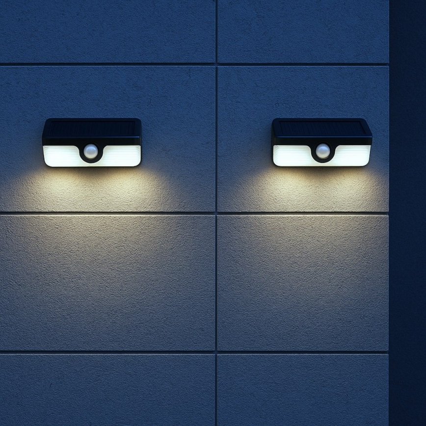 LED saulės sieninis šviestuvas su jutikliu LINK LED/5W/3,7V 2000 mAh IP65 juodas