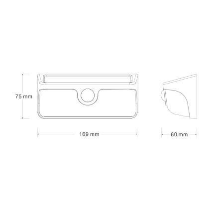 LED saulės sieninis šviestuvas su jutikliu LINK LED/5W/3,7V 2000 mAh IP65 juodas