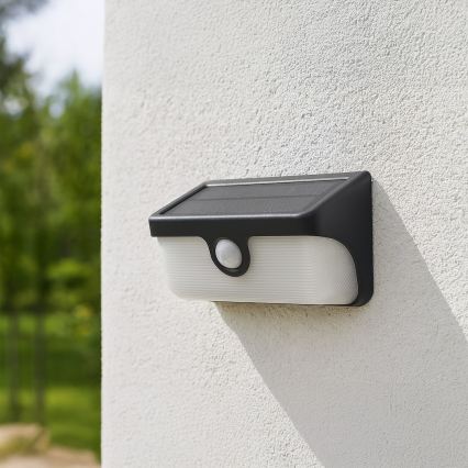 LED saulės sieninis šviestuvas su jutikliu LINK LED/5W/3,7V IP65 juodas