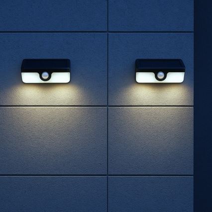 LED saulės sieninis šviestuvas su jutikliu LINK LED/5W/3,7V IP65 juodas