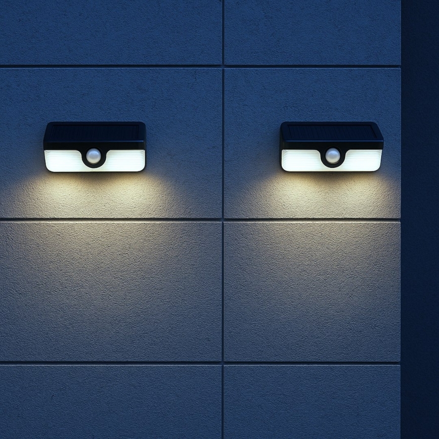 LED saulės sieninis šviestuvas su jutikliu LINK LED/5W/3,7V IP65 juodas