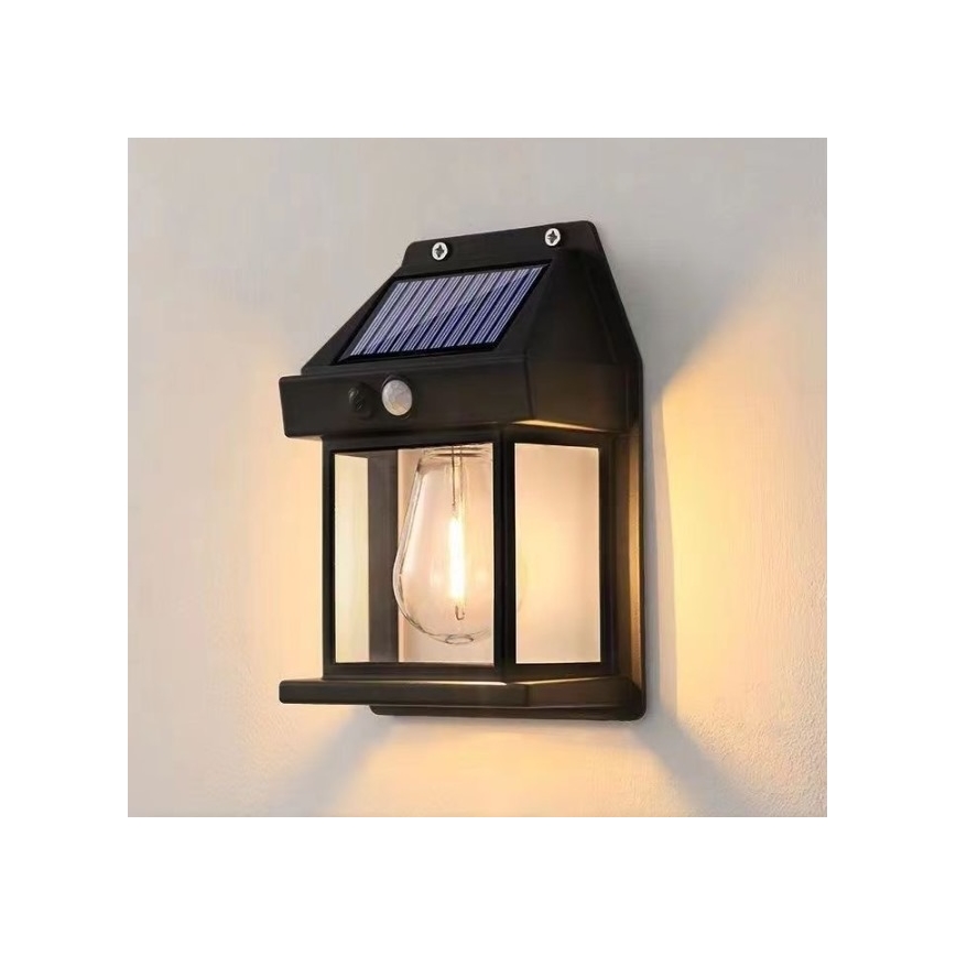 LED Saulės sieninis šviestuvas su jutikliu LANTER LED/1W/3,7V 1200 mAh IP44 juodas