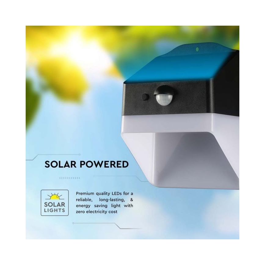 LED Saulės sieninis šviestuvas su jutikliu LED/2W/3,7V 4000K IP65 1200 mAh