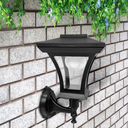 LED saulės sieninis šviestuvas TIRANA LED/1,2V 1800 mAh IP44 juodas