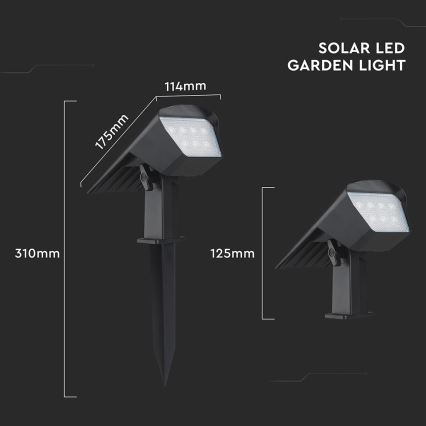LED saulės šviestuvas 2in1 LED/1,3W/3,7V 3000/4000/6400K IP65 1200 mAh