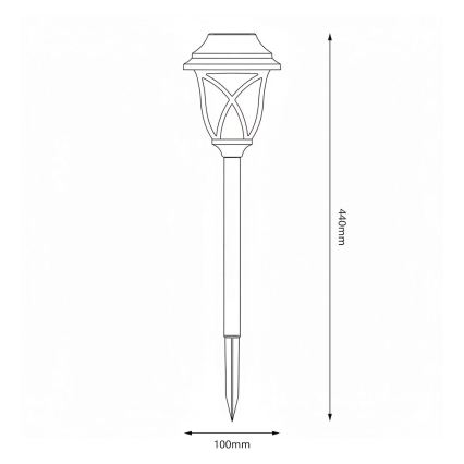 LED saulės šviestuvas LAWN LED/1,2V 100 mAh 3000K 44 cm IP44 juodas