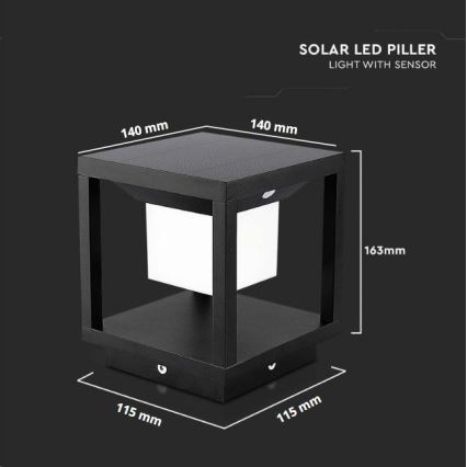 LED Saulės šviestuvas su jutikliu LED/2W/5,5V 3000K IP65 2600 mAh juodas