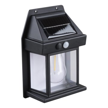 LED saulės žibintas su jutikliu ir reguliuojamu ryškumu, 3,7 V, IP44, 1200 mAh