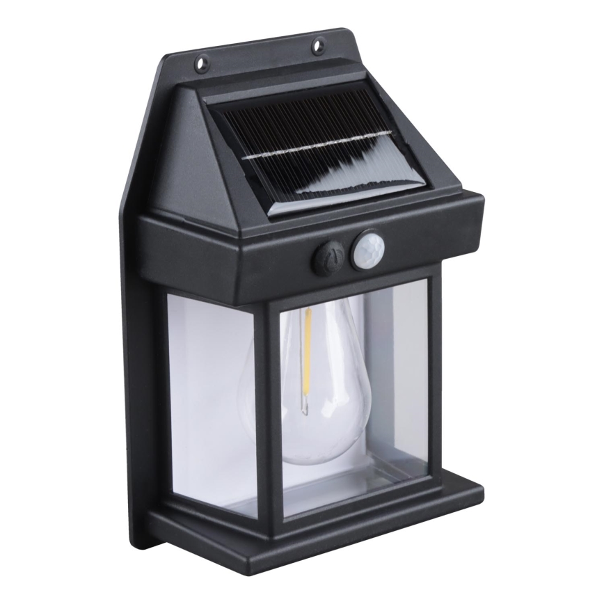 LED saulės žibintas su jutikliu ir reguliuojamu ryškumu, 3,7 V, IP44, 1200 mAh