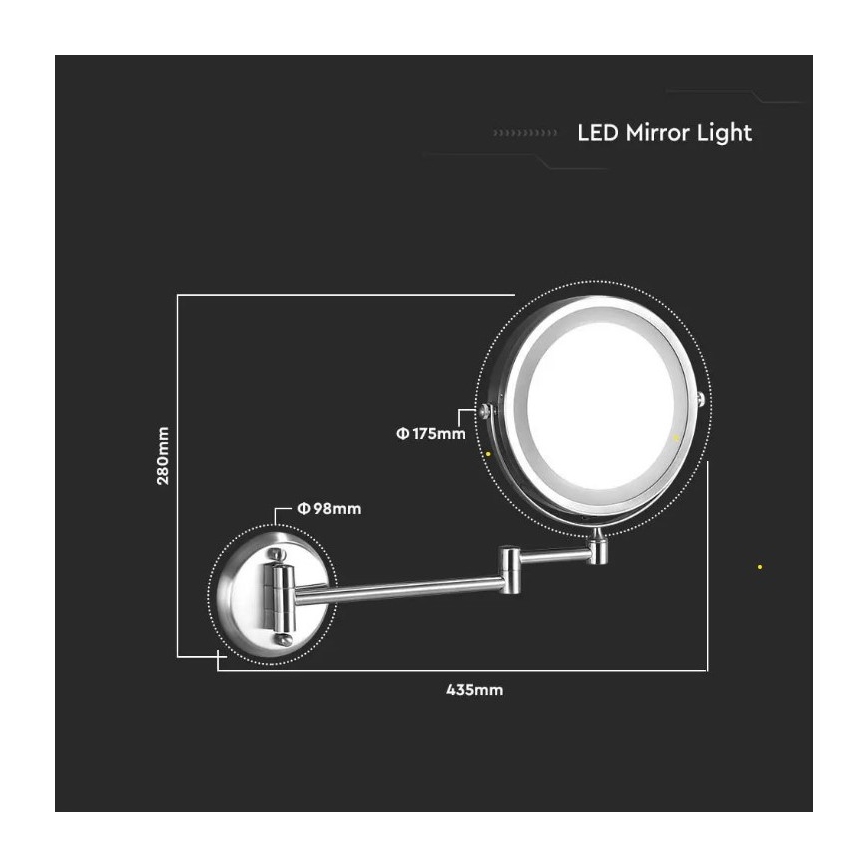 LED Siena kosmetinis veidrodis LED/3W/6V 4xAA IP44