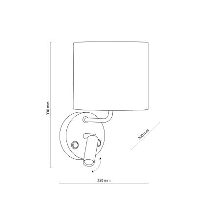LED Sieninė lempa RICHI 1xE27/15W/230V + LED/3W/230V balta