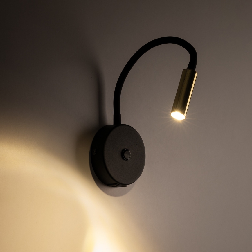 LED Sieninė lempa su USB jungtimi LAGOS 1xG9/3W/5V 4000K juoda/auksas