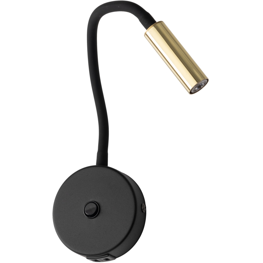LED Sieninė lempa su USB jungtimi LAGOS 1xG9/3W/5V 4000K juoda/auksas