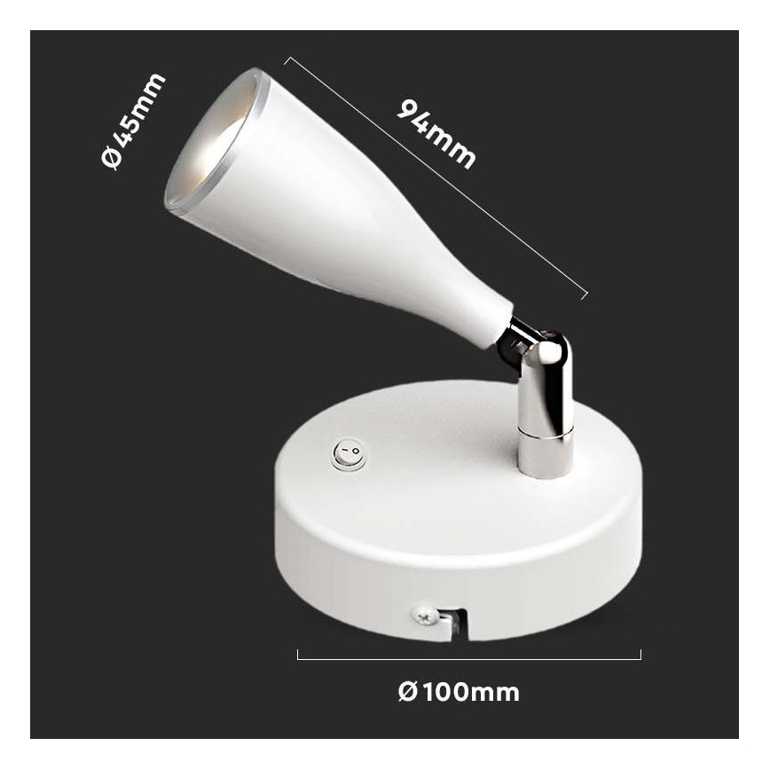 LED Sieninis akcentinis šviestuvas LED/4,5W/230V 3000K baltas