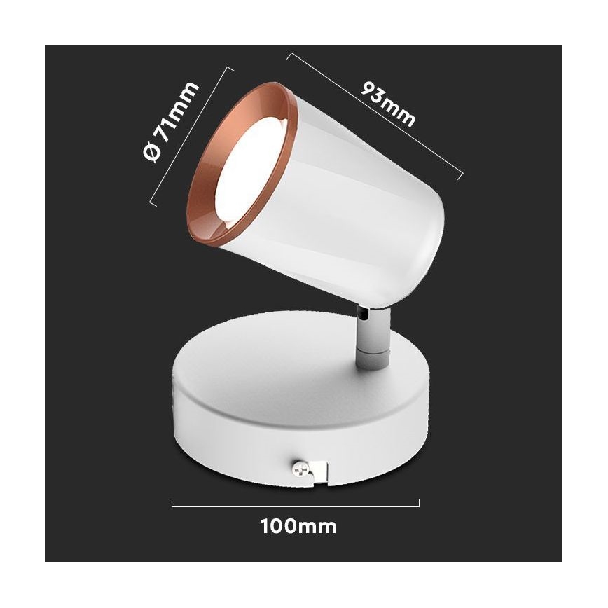 LED Sieninis akcentinis šviestuvas LED/5W/230V 3000K baltas