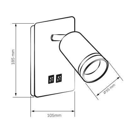 LED sieninis akcentinis šviestuvas PARYŽIUS 1xGU10/10W/230V + LED/6W/230V balta