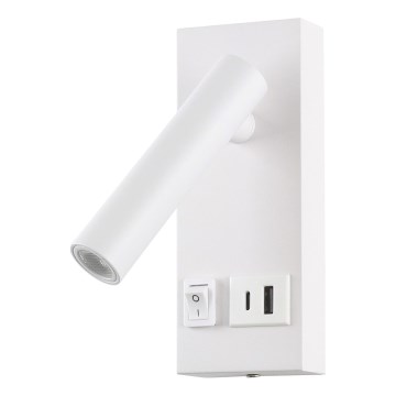 LED sieninis akcentinis šviestuvas su USB LED/2W/230V balta