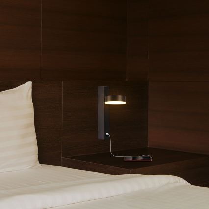 LED sieninis akcentinis šviestuvas su USB prievadu LED/8W/230V 3000K