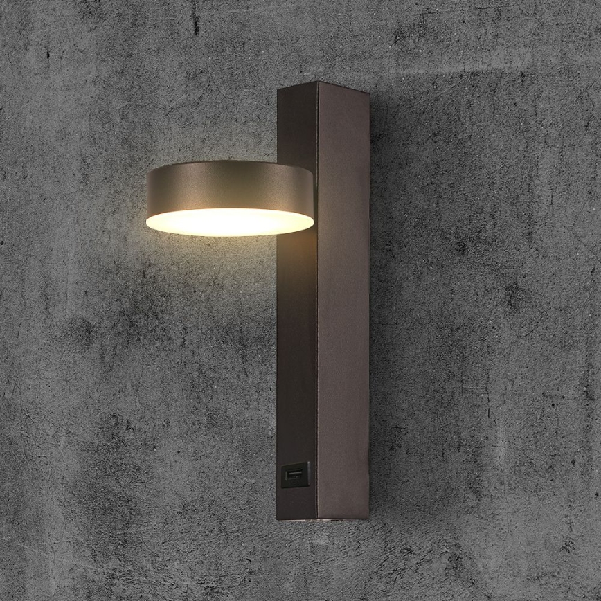 LED sieninis akcentinis šviestuvas su USB prievadu LED/8W/230V 3000K