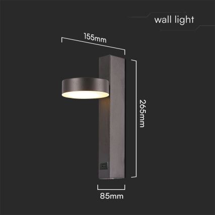 LED sieninis akcentinis šviestuvas su USB prievadu LED/8W/230V 3000K