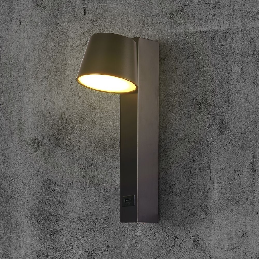 LED sieninis akcentinis šviestuvas su USB prievadu LED/8W/230V 3000K