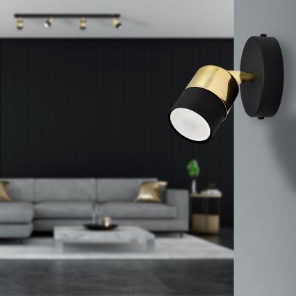 LED sieninis akcentinis šviestuvas TUBSSON 1xGU10/4,8W/230V juoda/auksas