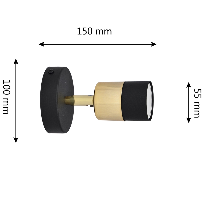 LED sieninis akcentinis šviestuvas TUBSSON 1xGU10/4,8W/230V juoda/auksas