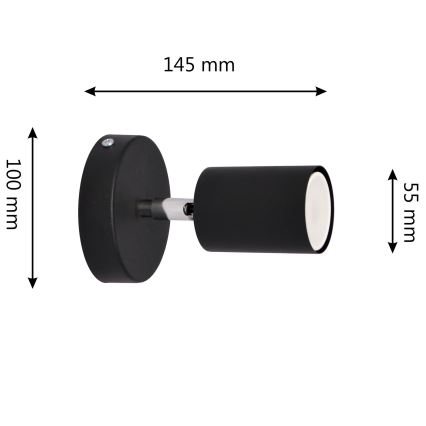 LED Sieninis akcentinis šviestuvas TUNE 1xGU10/4,8W/230V juodas