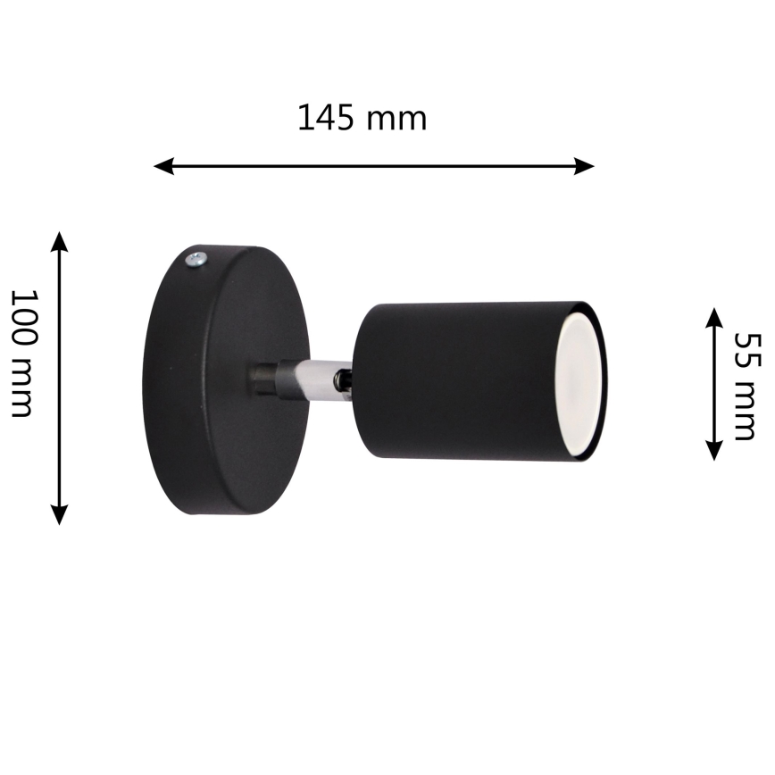 LED Sieninis akcentinis šviestuvas TUNE 1xGU10/4,8W/230V juodas
