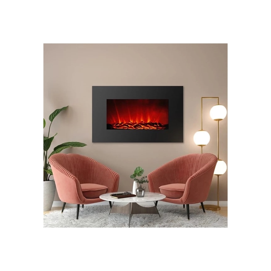 LED Sieninis elektrinis židinys su šildymu LED/2000W/230V 56x88 cm