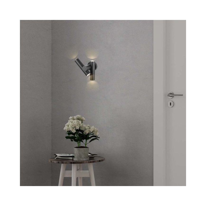 LED Lankstus lauko sieninis prožektorius 2xLED/3W/230V 4000K IP44 juodas