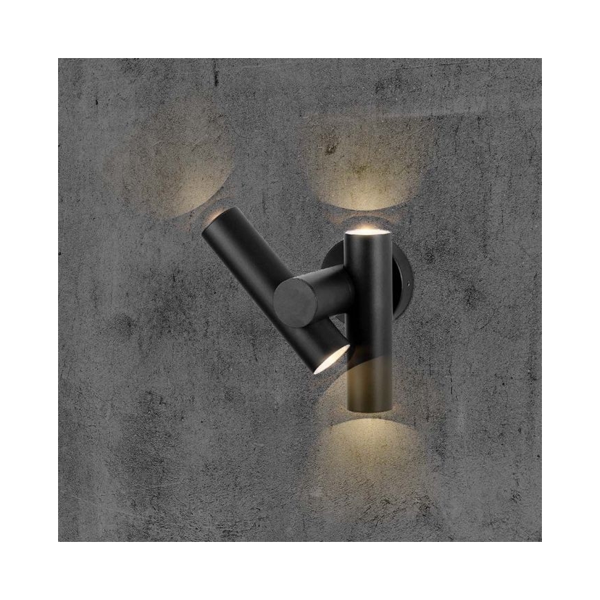 LED Lankstus lauko sieninis prožektorius 2xLED/3W/230V 4000K IP44 juodas
