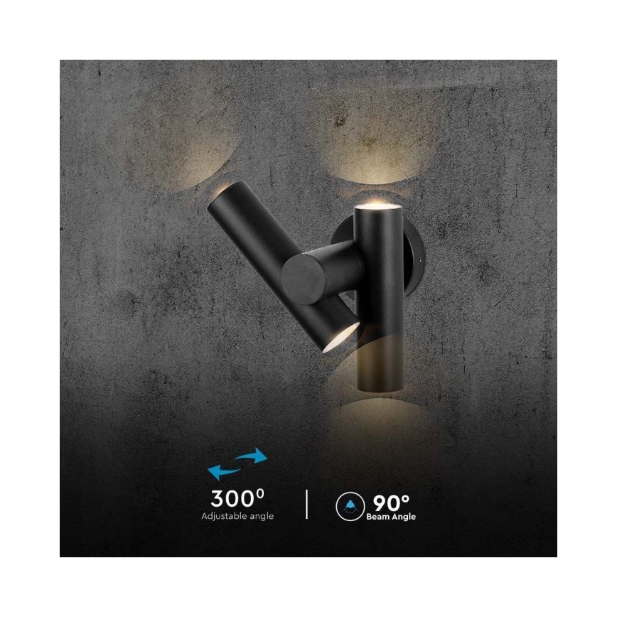 LED Lankstus lauko sieninis prožektorius 2xLED/3W/230V 4000K IP44 juodas