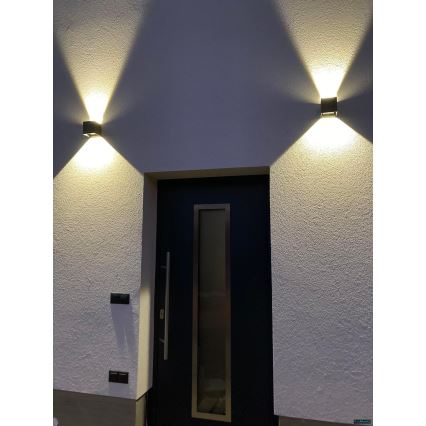 LED Sieninis lauko šviestuvas 2xLED/3W/230V IP54 antracitas