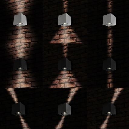 LED Sieninis lauko šviestuvas 2xLED/3W/230V IP54 antracitas