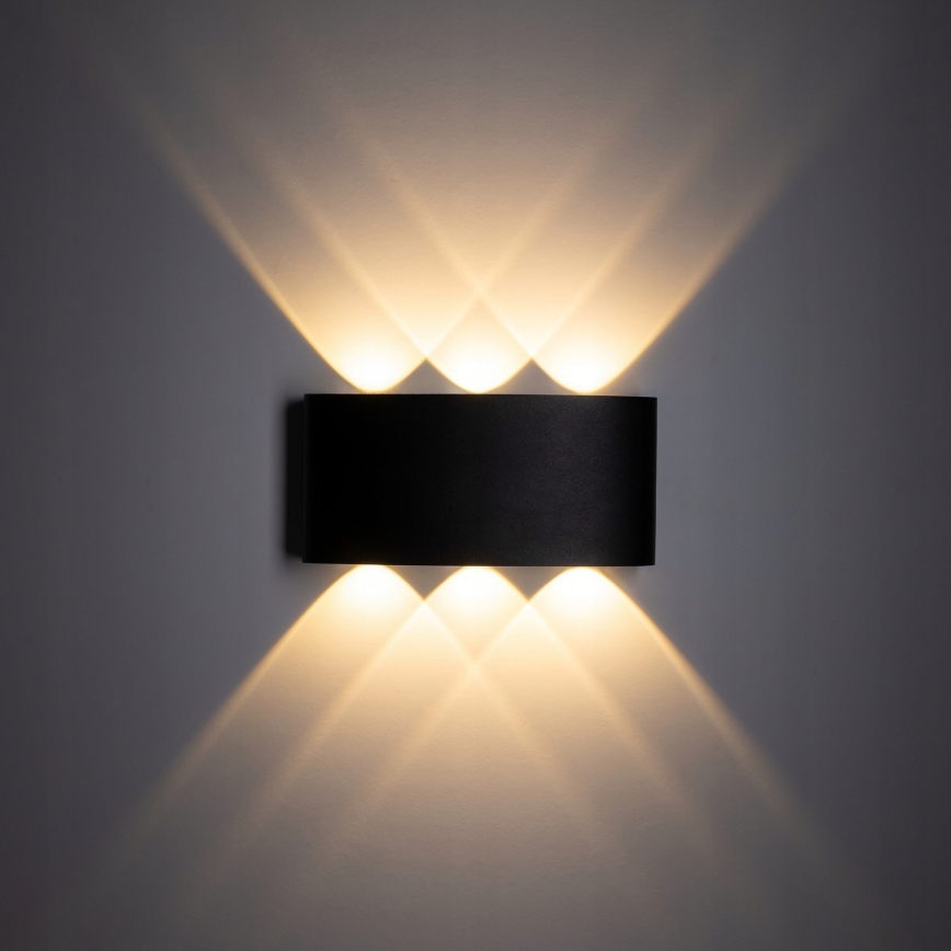LED sieninis lauko šviestuvas ARROW 6xLED/1W/230V IP54 juoda