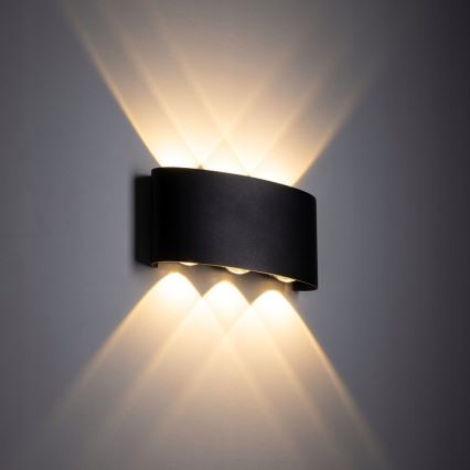 LED sieninis lauko šviestuvas ARROW 6xLED/1W/230V IP54 juoda
