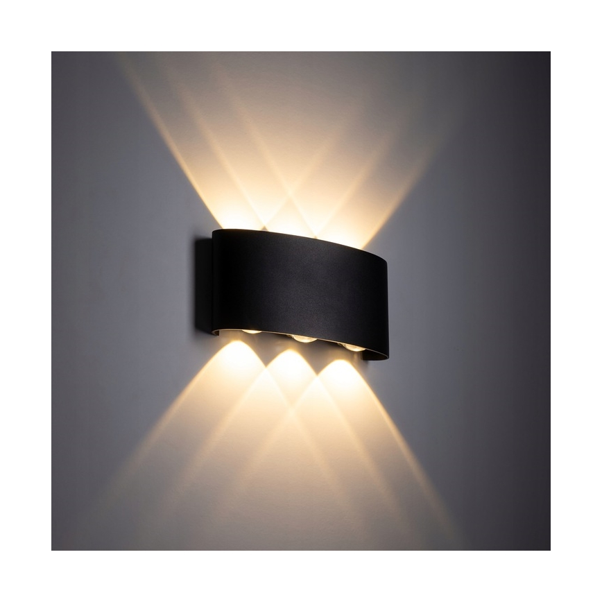 LED sieninis lauko šviestuvas ARROW 6xLED/1W/230V IP54 juoda