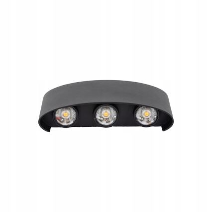 LED sieninis lauko šviestuvas ARROW 6xLED/1W/230V IP54 juoda