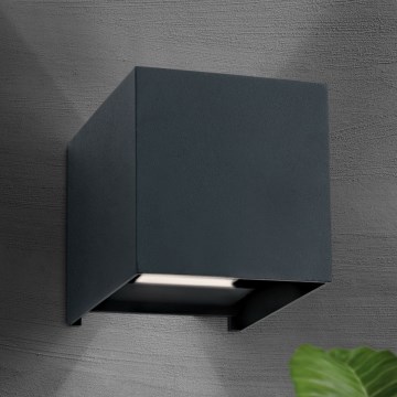 LED sieninis lauko šviestuvas CUBE 2xLED/3W/230V IP54 antracitas